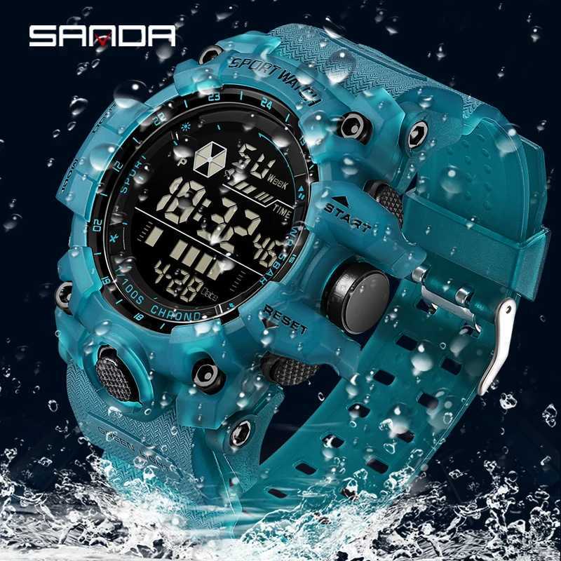 SANDA Outdoor Sports Men Watch Waterproof LED Analog Digital Show Multifunction Big Dial Electronic Wristwatch G style Male Cloc M250526