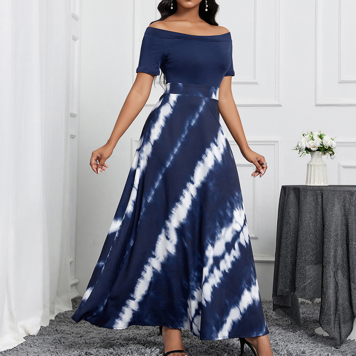 Small niche style design sense spring and summer new elegant one shoulder womens dress