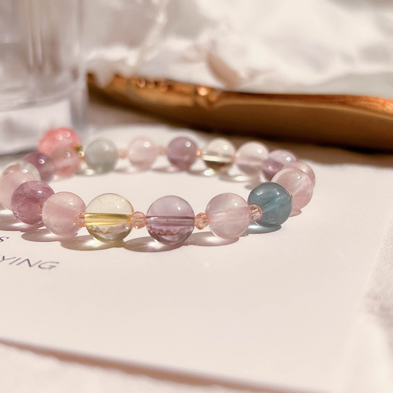 Korean new cute design peach cat eye stone for women with a light temperament and five element crystal bracelet