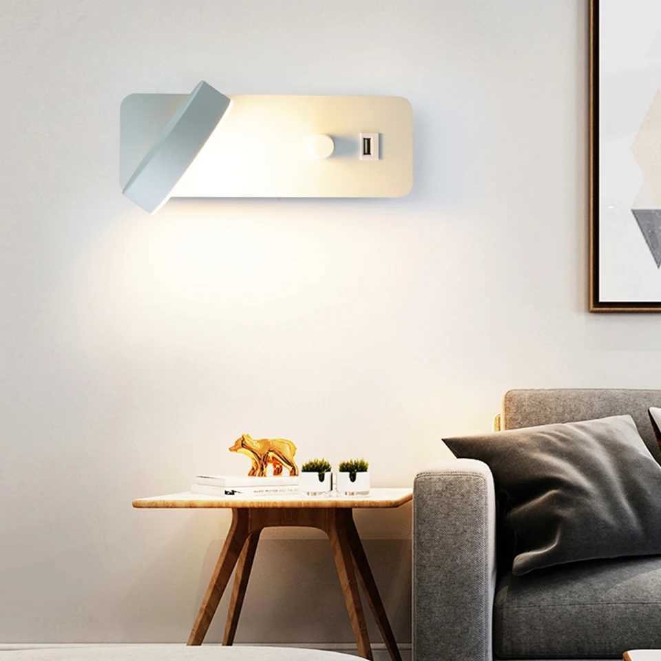 Indoor LED Wall Lamps DC5V USB Charge 110V 220V Dimming Wall Light Bedroom Stair Study Livingroom Wall SconceXJ250526