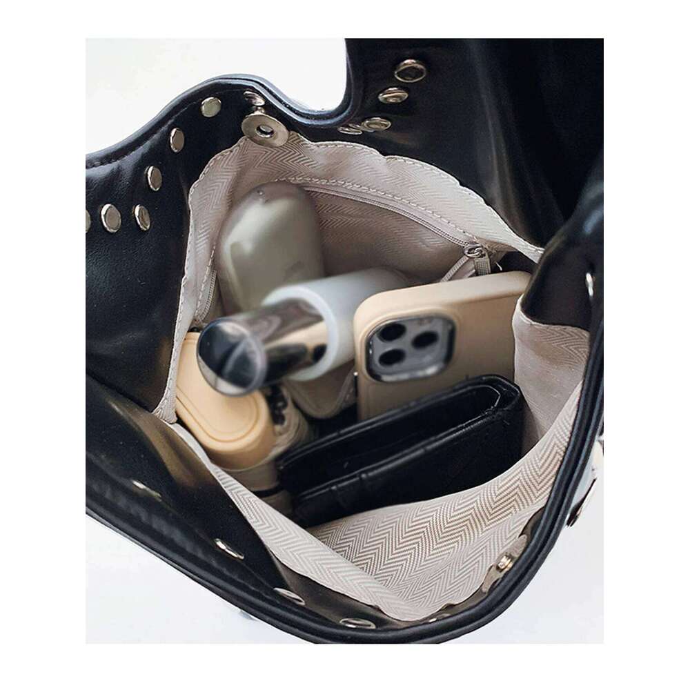 Women's Bags Designer Ladies' Single Room Handbag, Rivet Fashion Commuter Bag, Bucket Bag