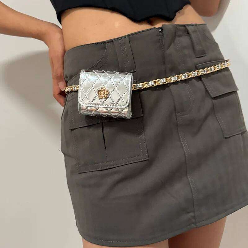 Chain Desiner Girdle Bag Female camellia Mini Waistpack Versatile Purse Elegant Belt For Women Dress Jeans Waistband