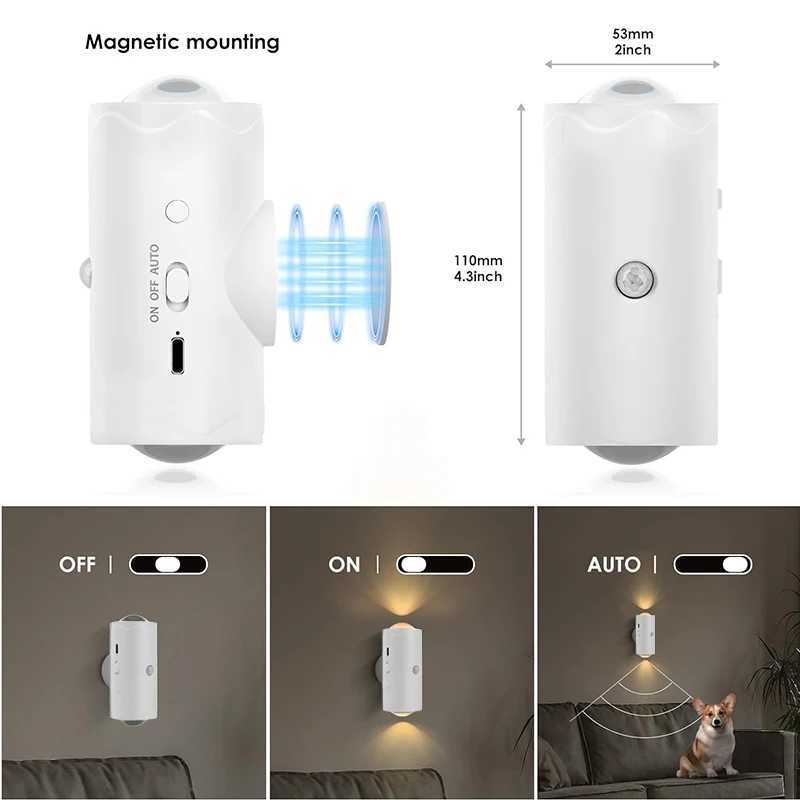 Motion Sensor Wall Lamp LED Wall Lights RGB Warm Light Home Decoration Light Up and Down Night Light Rechargeable for Stair PorchXJ250526