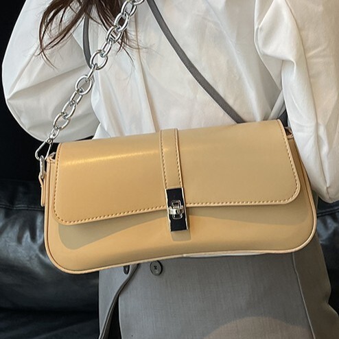 Yuezi Texture Baguette 2025 New Fashion Simple Underarm Small Square Versatile Single Shoulder Crossbody Bag