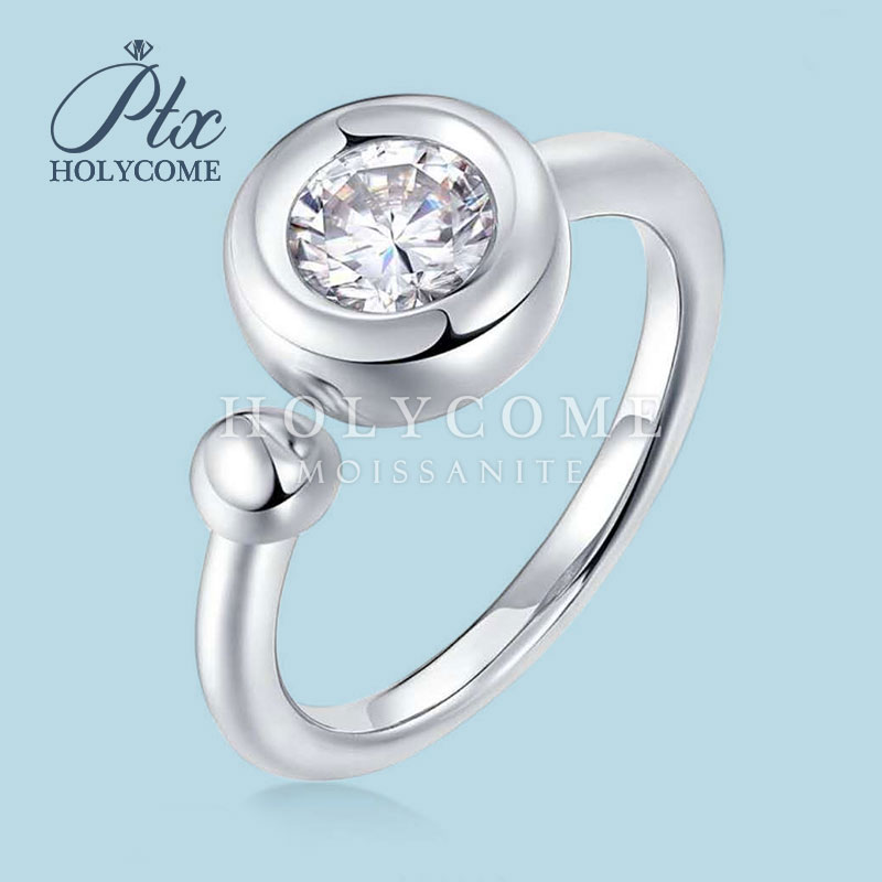 Fashion Moissanite Open Ring 925 Sterling Silver Jewelry D Color Round Brilliant VVS Diamond Bubble Party Daily Wear Ring Gift for Women