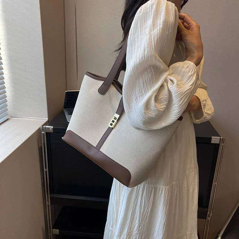2025 New Women's Canvas Bag - Large Capacity, Ideal for Commuting, Shoulder/Armpit Carry, Casual & Versatile Tote Bucket Style