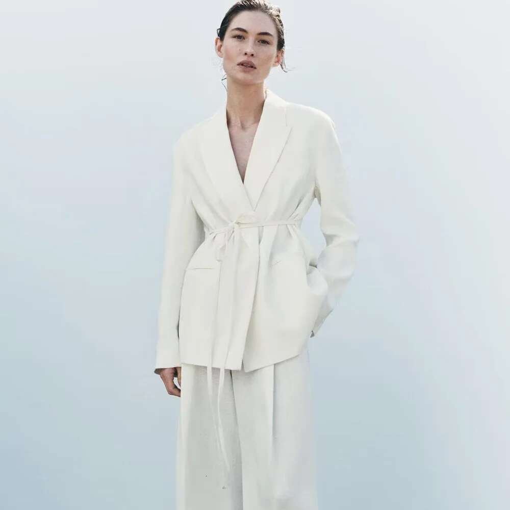 2025 New Women's Casual Elegant Design With European And American Retro Linen Blend Suit Jacket&Pants Set