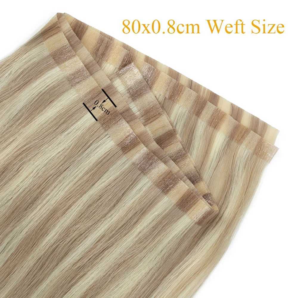 Straight Long PU Tape Weft Human Hair Extensions 12-22 Blonde Brown PU Skin Tape in Hair Flat Weft Sew In MicroLinks Hair S25526