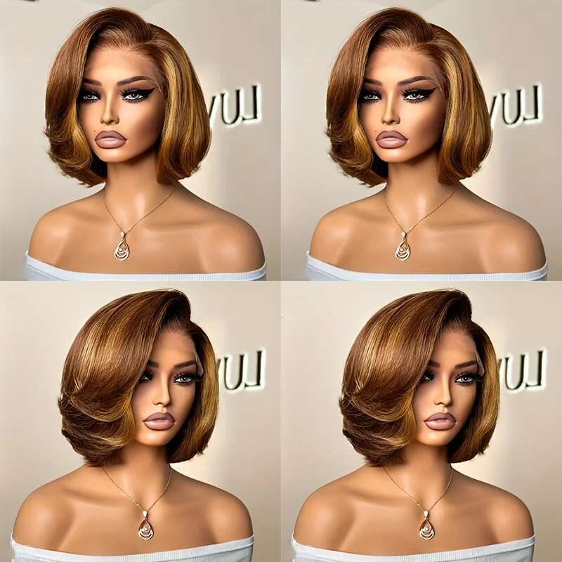 13x4 Lace Front Short Bob Pixie Cut Human Wig 8 Inch for Women Pre Plucked with Baby Brazilian Remy Hair