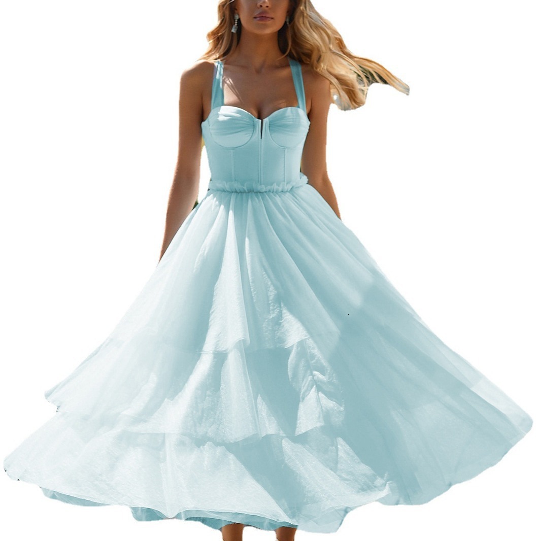 Womens new suspender wedding dress sexy gauze Wedding Bridesmaid Dress with breast cotton