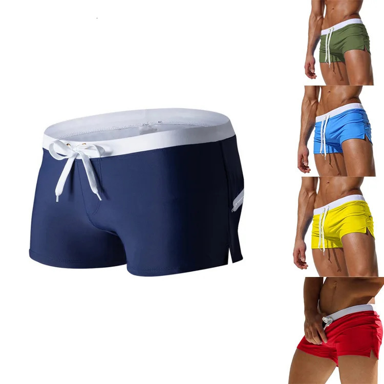 Mens Swimsuit 10 Color Back Pocket n Quickdrying Beach Boxer Shorts Summer Swimming Trunks Z260314