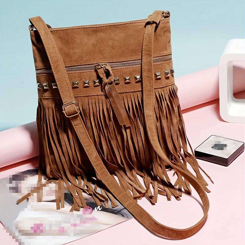 Women's Bags Designer Autumn Winter New Crossbody For Women Fashionable Europe And The United States Fashion Veet Willow Nail Fringe Bag All