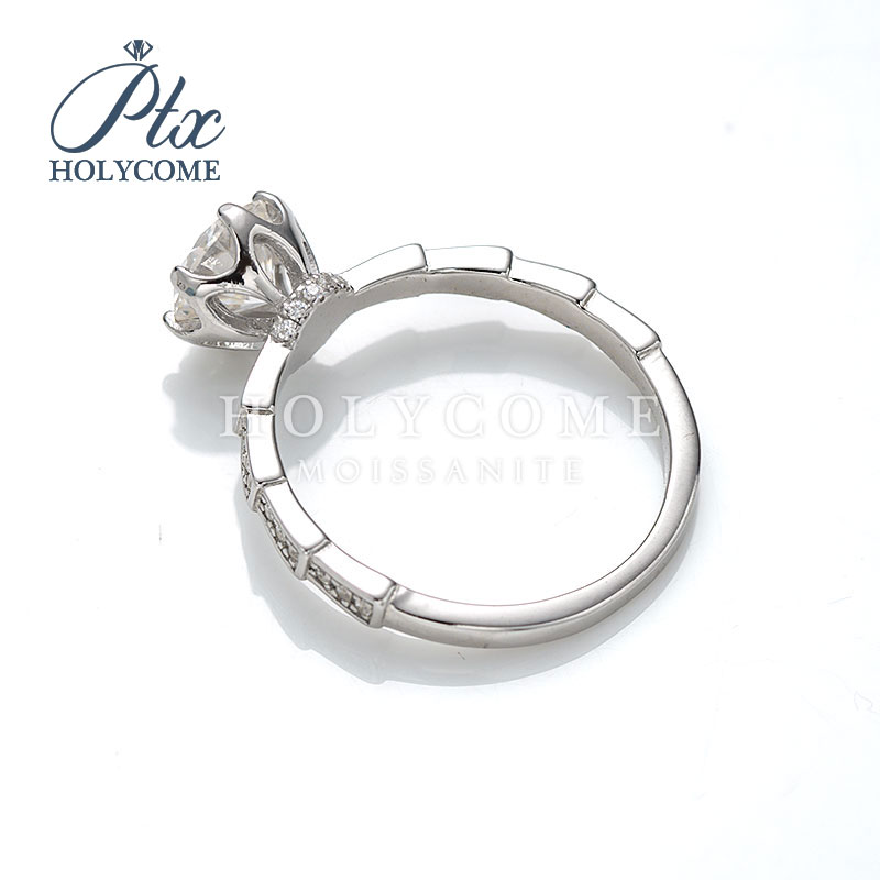 925 Sterling Silver Ring Micropaved Mechanical Design 1ct D Color VVS Diamond Women Moissanite Ring Jewelry for Wedding Engagement