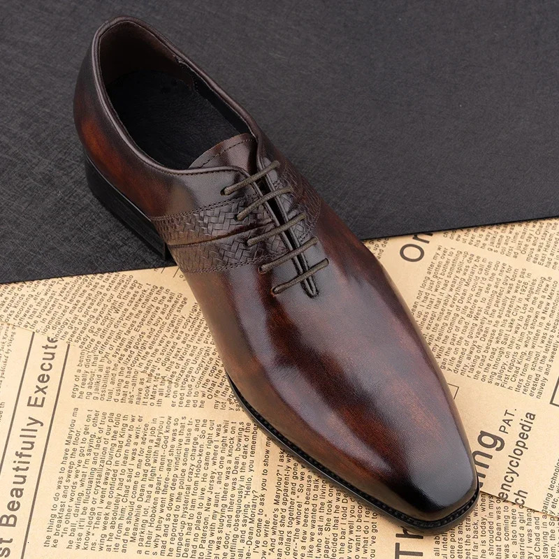 Fashion Handmade Dress Man Shoes Mens Business Casual Office Oxfords Derby Men Brogues Comfortable Shoes 250526