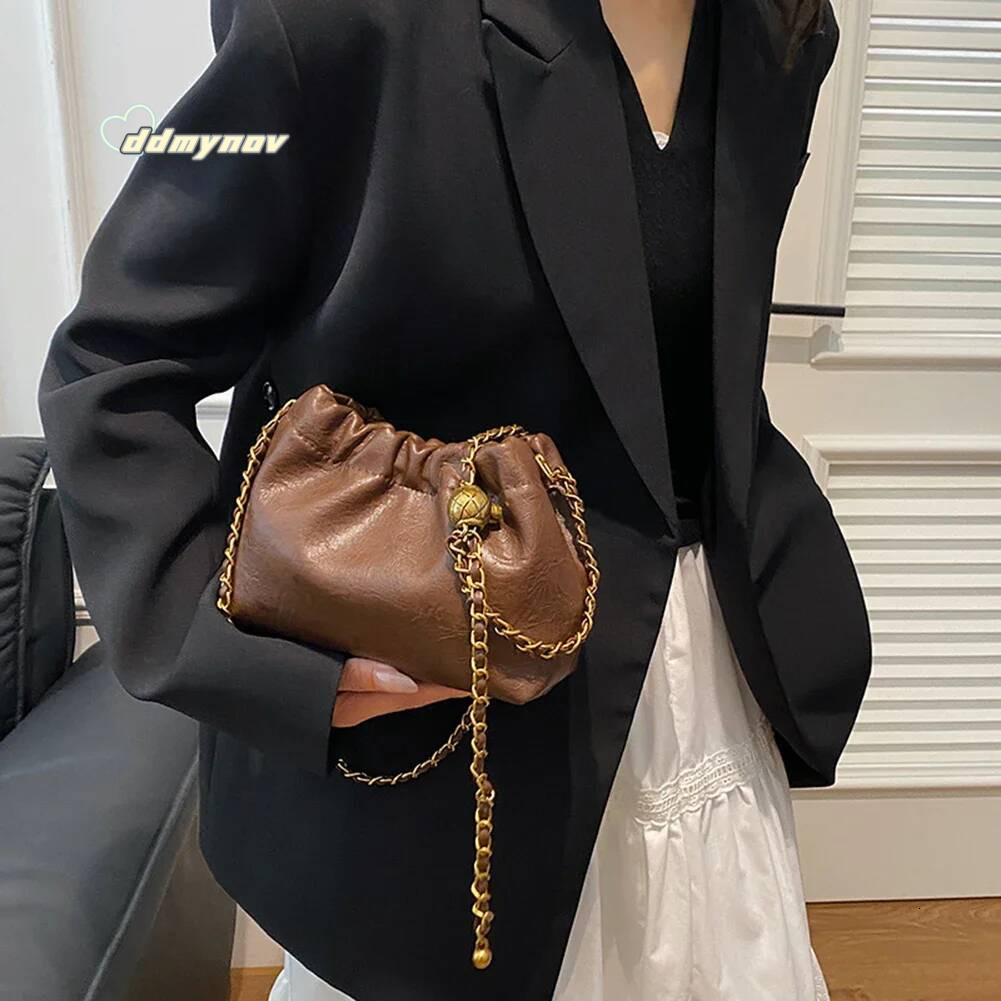 Women Chain Shoulder Versatile Crossbody Tote Bag Casual Pleatd Hobo Satchel Sling Bags Girl Stylish Purse ddmythur