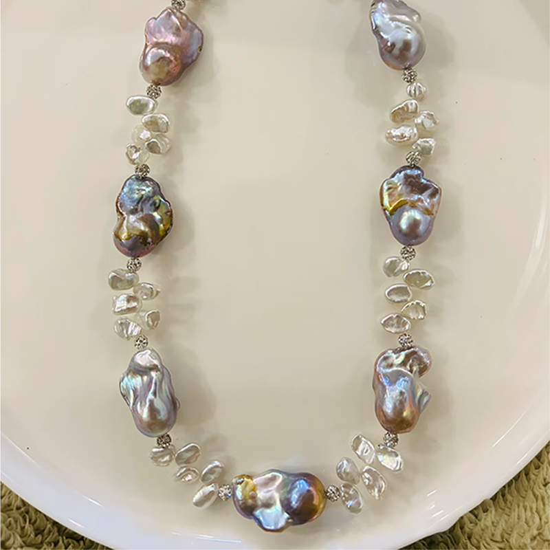 Ladys Elegant Baroque Pearl Necklaces - Thicker Design with Dainty Pearls for a Classic Look