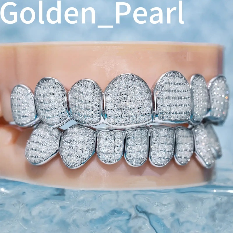Custom 925 Silver 14k 18k Real Gold Grillz Lab Grown Diamond HPHT Vvs Moissanite Natural Diamond Hip Hop Iced Out Men Grillz