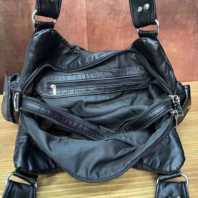 Women's Bags Designer Bags Designer Women's Fashion Y2k Hot Girl Motorcycle Bag Multi-Pocket Washed Distressed Shoulder Crossbody Handbag