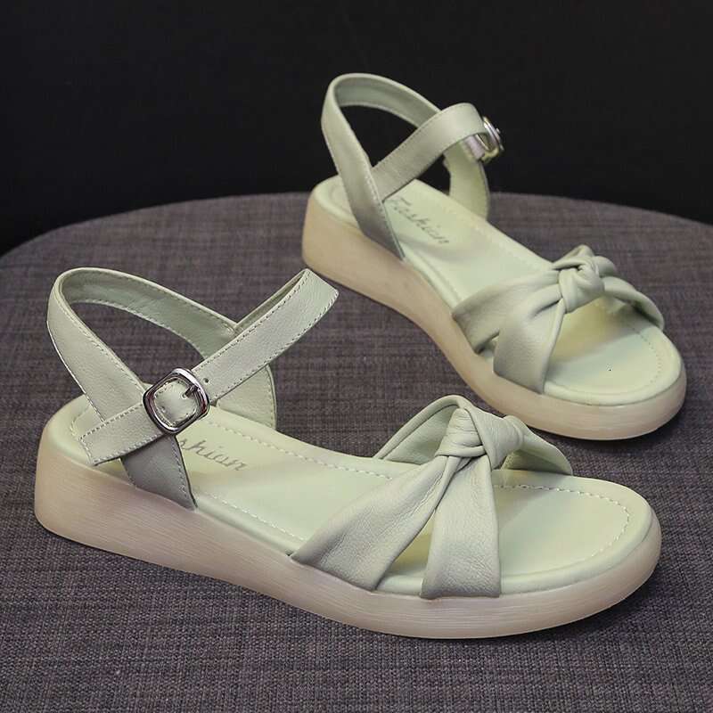 New Summer Thick-Soled for Women, Flat Shoes with Sole and Soft Leather, Fairy Style Trendy Sandals