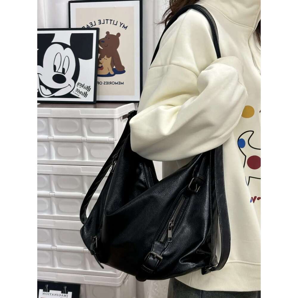 MBTI Vintage Womens Shoulder White Korean Popular Fashion Tote Bag Large Capacity Solid Color Y2k Female Casual Backpacks