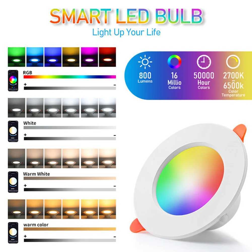 10W Smart LED Downlight Bluetooth-Compatible RGB Smart Spotlight 2700K-6500K Round Panel Light for Living Room Bedroom DecorXJ250526