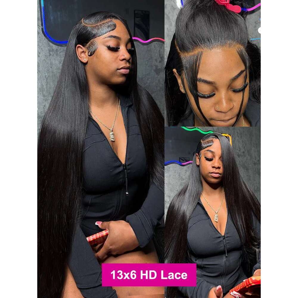 Luvin Bone Straight Brazilian 13x6 HD Frontal Wig Pre Plucked 250 Density Lace Front Human Hair Wigs For Women