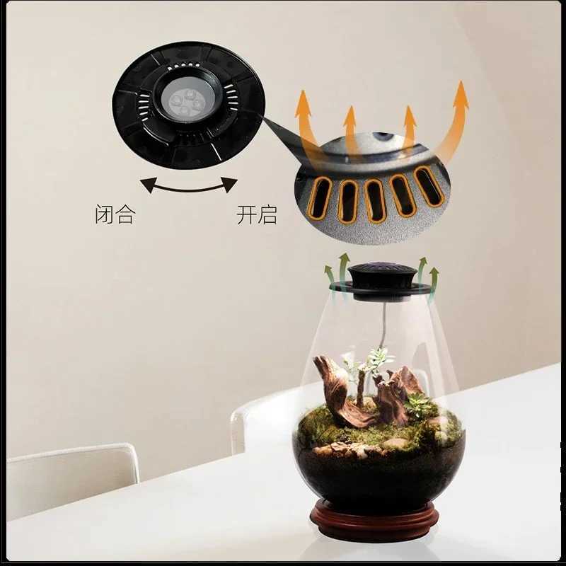 Timing Full Spectrum Plant Lamp Micro Landscape Plant Growth Lamp Shade Plant Grow Light Glass Flower Container Micro Landscape LampXJ250526