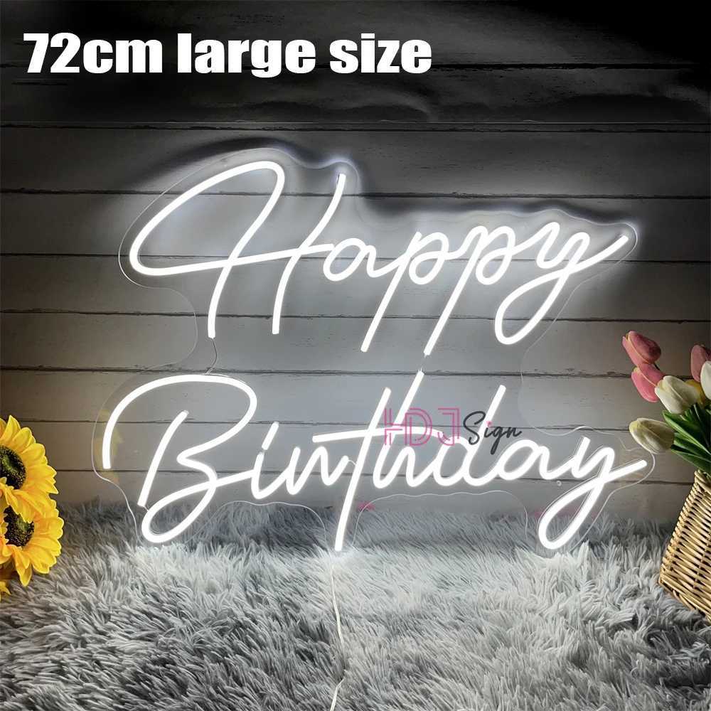 72cm Happy Birthday Neon Sign Party Decor Birthday Gifts Large Size LED Neon Lights Room Bedroom Decor Wall Art Neon LED Signs W250526