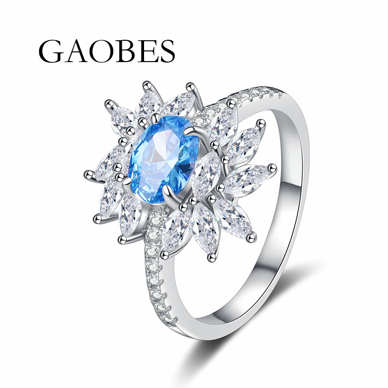 925 Sterling Silver Multi-Color Egg-Shaped Diamond Ring with Green, Red, Yellow, and Sea Blue Diamonds for Women, Luxury Fashion Jewelry for Special O