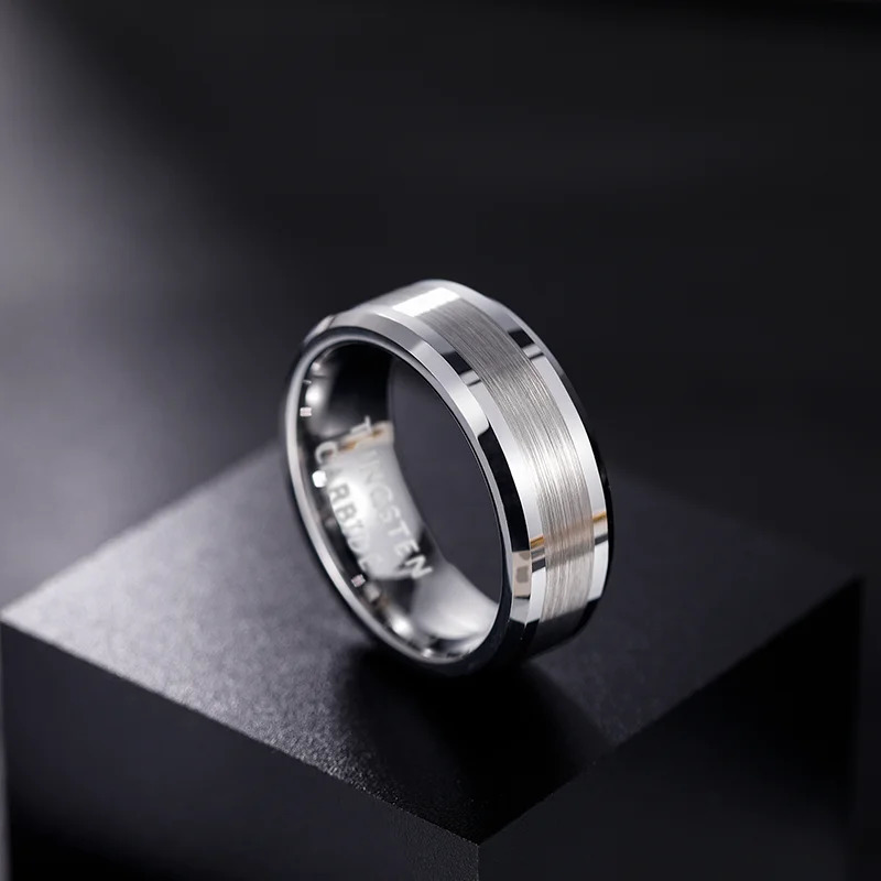 TIGRADE Fashion 6/8MM High Polish Man Rings Brushed Tungsten Carbide Ring Simple Classic Wedding Band Engagement Ring 250519