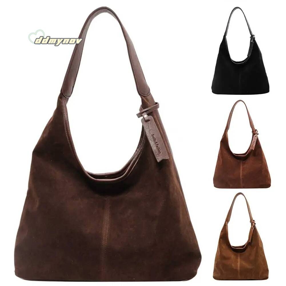 Women Suede Shoulder Bags Fashion Tote Women's Handbags Autumn Winter Large Capacity Magnetic Closure Casual Commuter Bag ddmynov