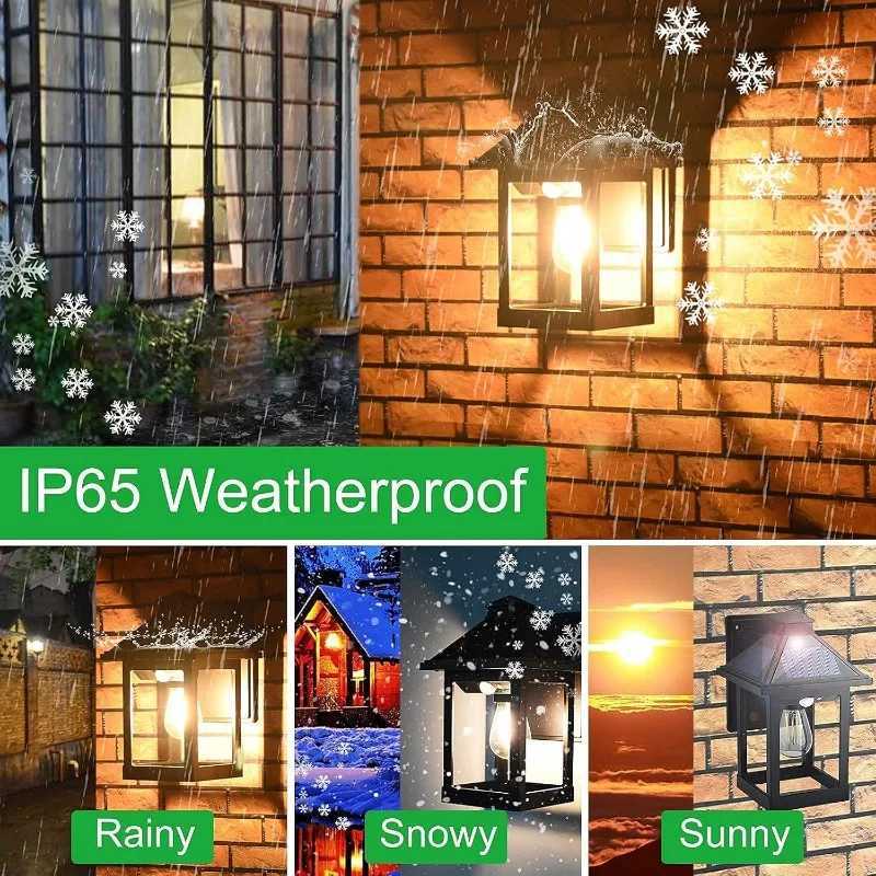 2 Pack Solar Wall Lanterns Outdoor with 3 Modes Dusk To Dawn Motion Sensor LED Sconce Lights IP65 Waterproof Exterior FrontXJ250526