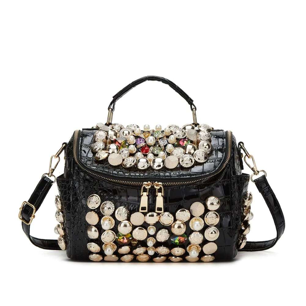 Women's Bags Designer Ladies' Fashionable And Elegant Pearl Decorated Handbag With Large Capacity Crocodile Pattern Shoulder Bag