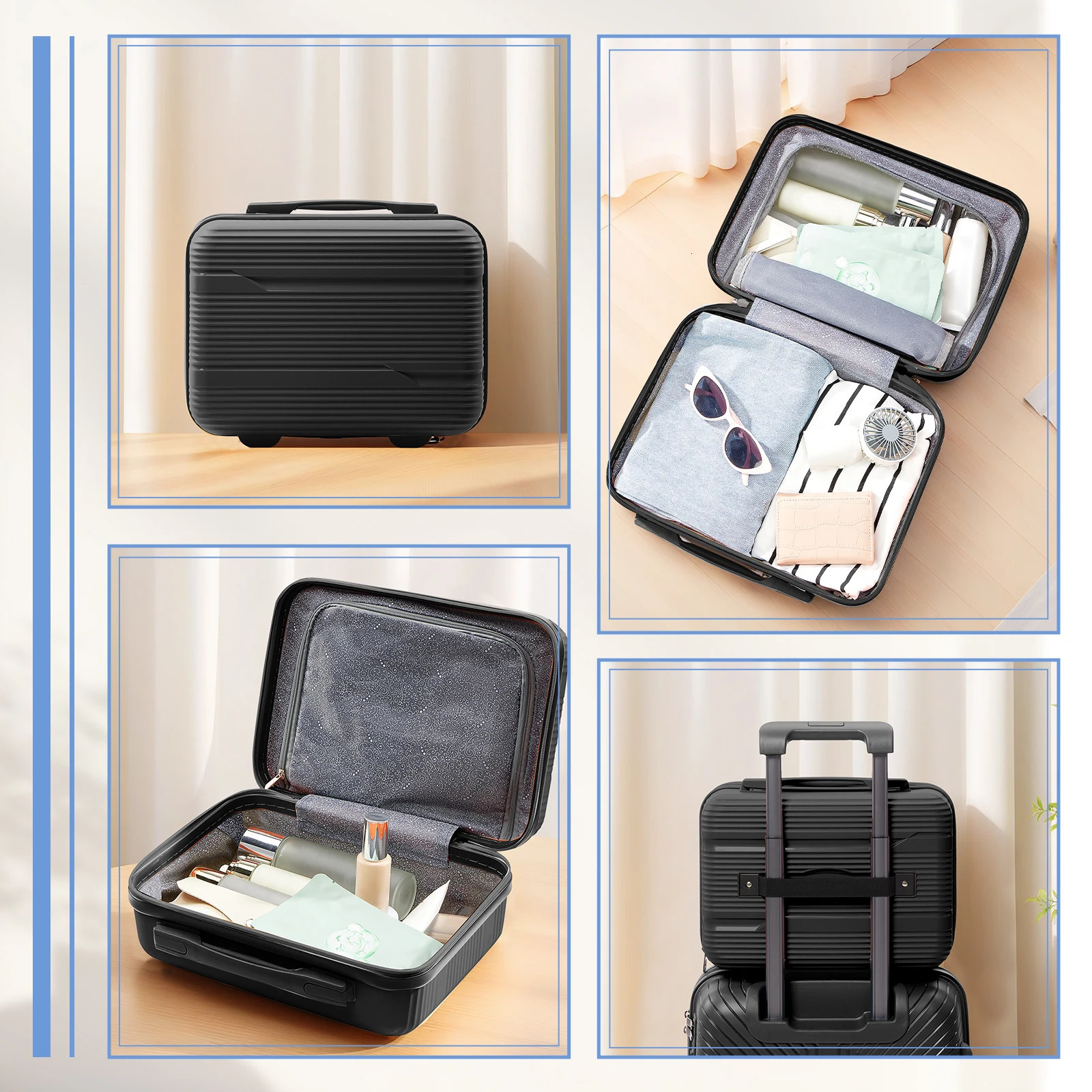 Travel Suitcase Rolling Carry on Boarding Luggage Cabin Set with Cosmetic Case Spinner Wheels Travel Trolley Case 13 20 Inch 250526