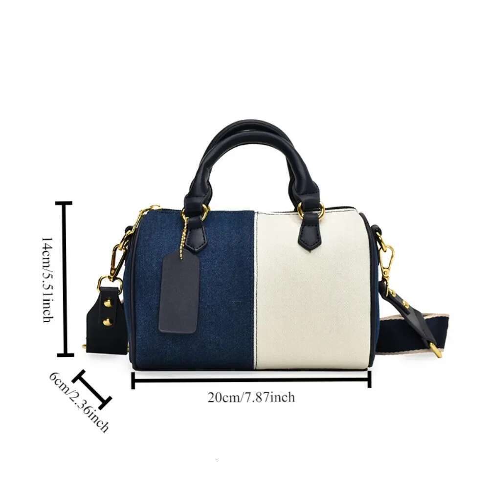 Cross Body Bags Casual Street Small Boston Bag Designer Purses Patchwork Colorblock Mini Handbags For Women Denim Shoulder