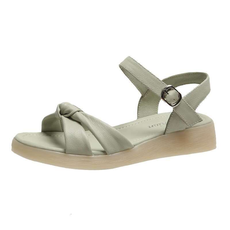 New Summer Thick-Soled for Women, Flat Shoes with Sole and Soft Leather, Fairy Style Trendy Sandals