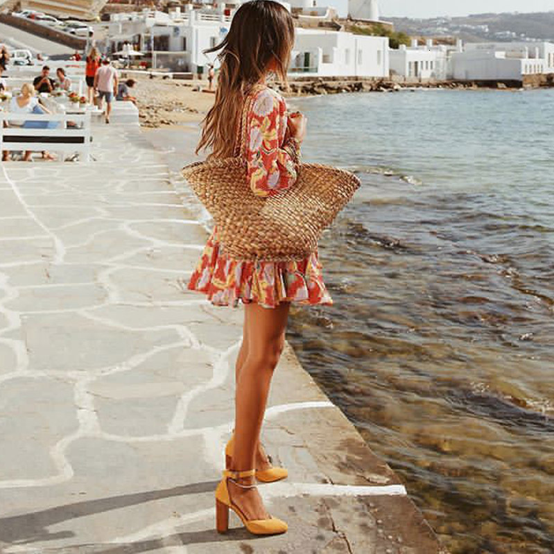 Womens dress new floral long sleeved short skirt summer vacation beach skirt