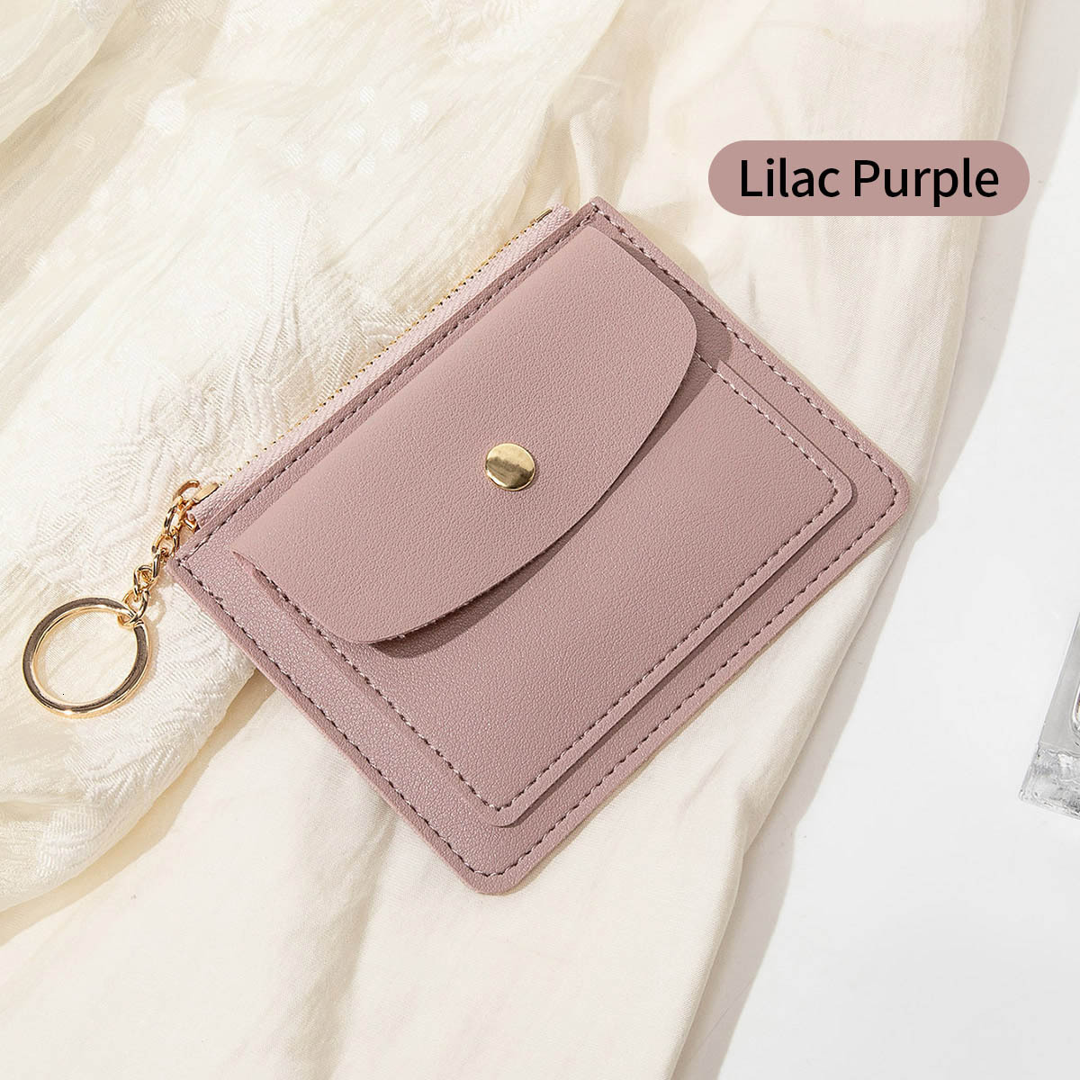 New ultra thin card fashion bag with short zipper for women s wallet fashionable and simple keychain and fashion coin wallet designed by men s keychai