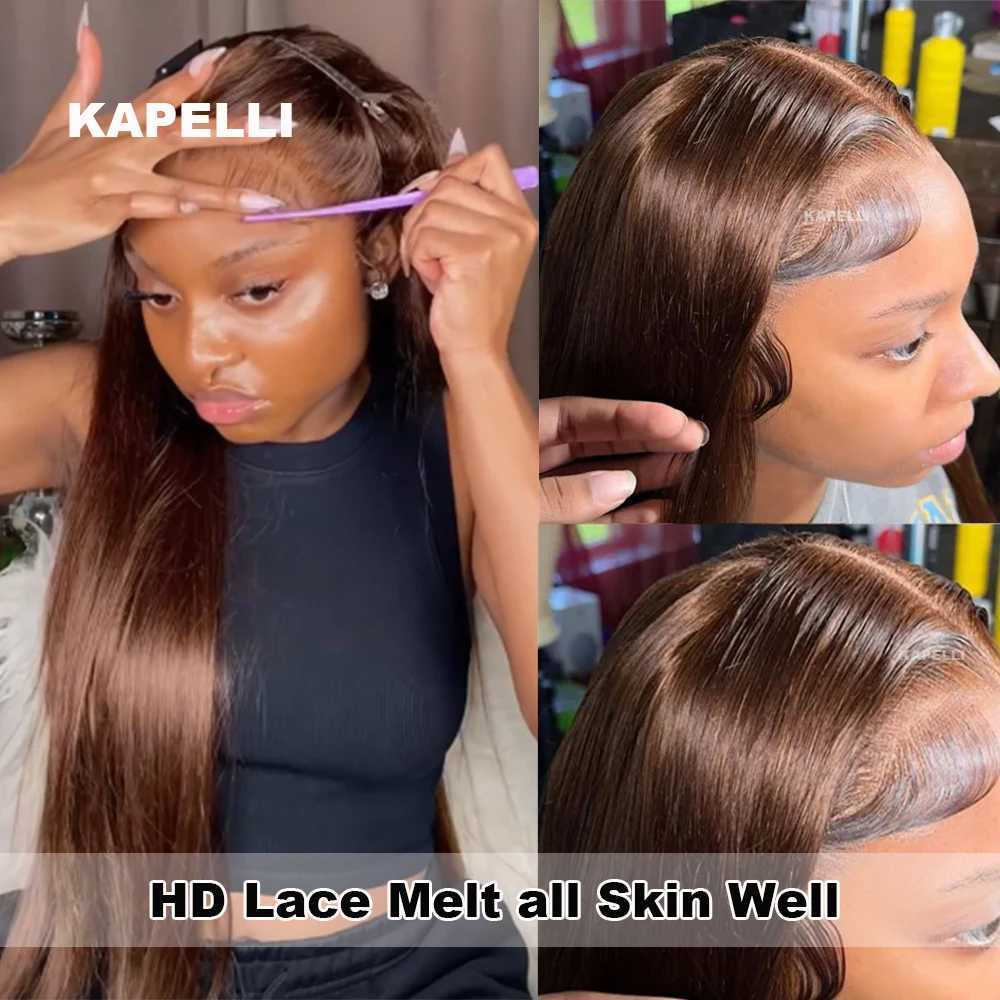 #4 Brown Bundles with Closure Human Hair 4x4 13x4 Straight Bundles and Frontal Brazilian Remy 3/4 Tissage Weave Hair Extensions S25526 - view 6