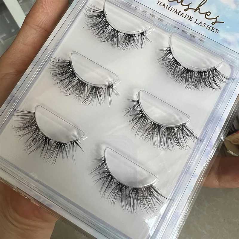 Burgundy False Eyelashes Cat Eye Eyelashes Invisible Clear Band Lashes Cosplay Lash Clusters Natural Lashes Extension Makeup z250526ZKBD