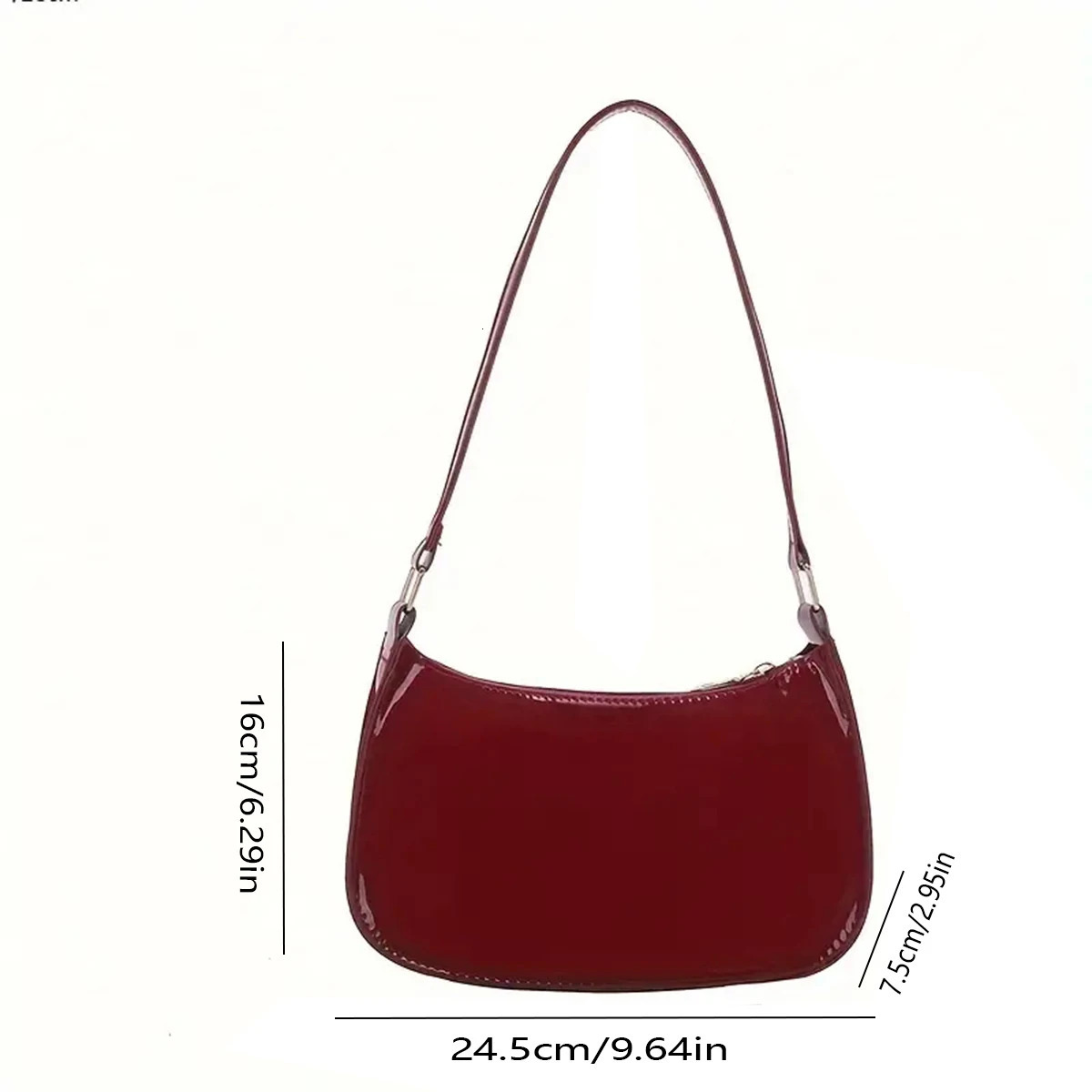 Red high-end bag for women retro hand-held underarm bag foreign-style small patent leather bag for young girls single shoulde 250526