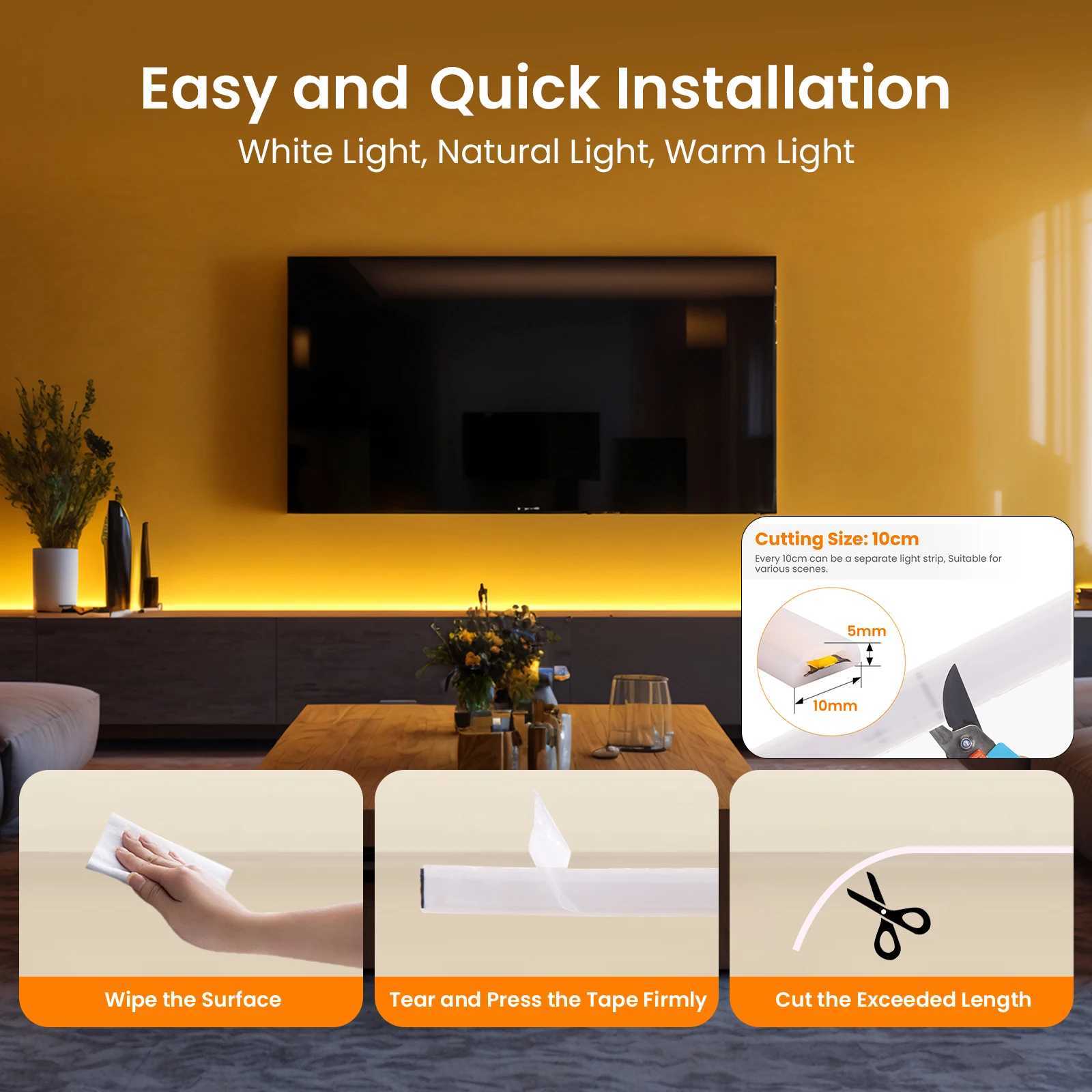 COB LED Strip Super Bright 220V 240V IP65 Waterproof LED Tape Flexible 240 LED/m RA90 Outdoor Linear Lighting Natural/Warm/White W250526