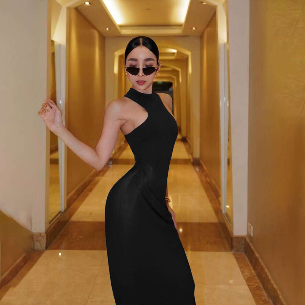 Backless Sexy Dress New Fashion Women S Fashionable Half Neck Sleeveless Slim Fit Patchwork Hollow Out Bodycon Dress Sexy Flowy Dresses