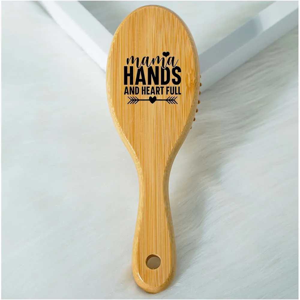 Personalized Wooden Hair Brush Customized Round Air Cushion Comb Massage Comb Mothers Day Gift Souvenir Girl Gift Birthday Gift R250526