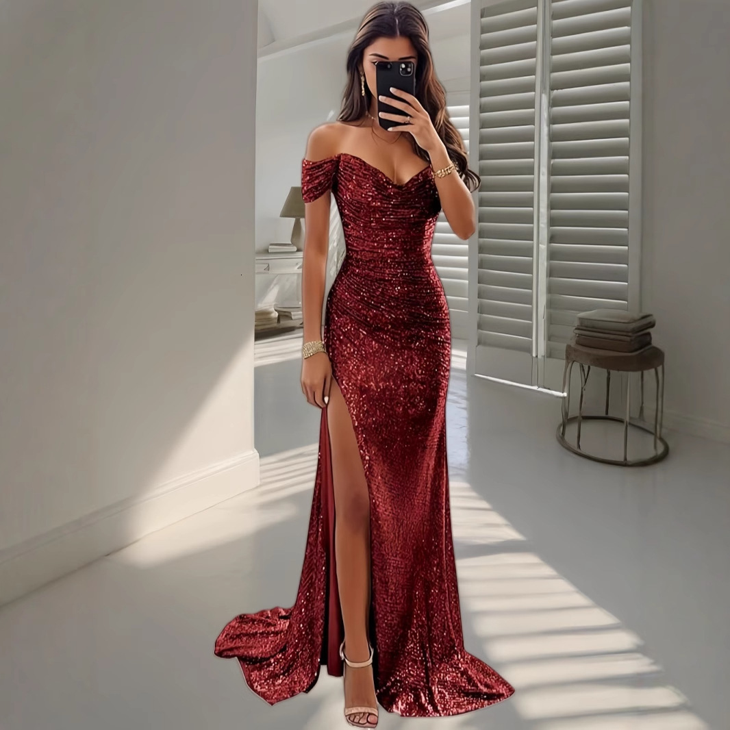 Plus Size Ombre Bib Neck Cold Shoulder Mermaid Dress 250520