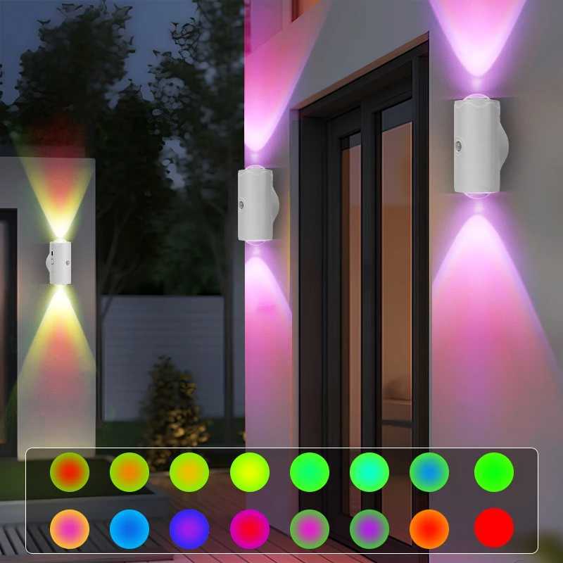 Motion Sensor Wall Lamp LED Wall Lights RGB Warm Light Home Decoration Light Up and Down Night Light Rechargeable for Stair PorchXJ250526