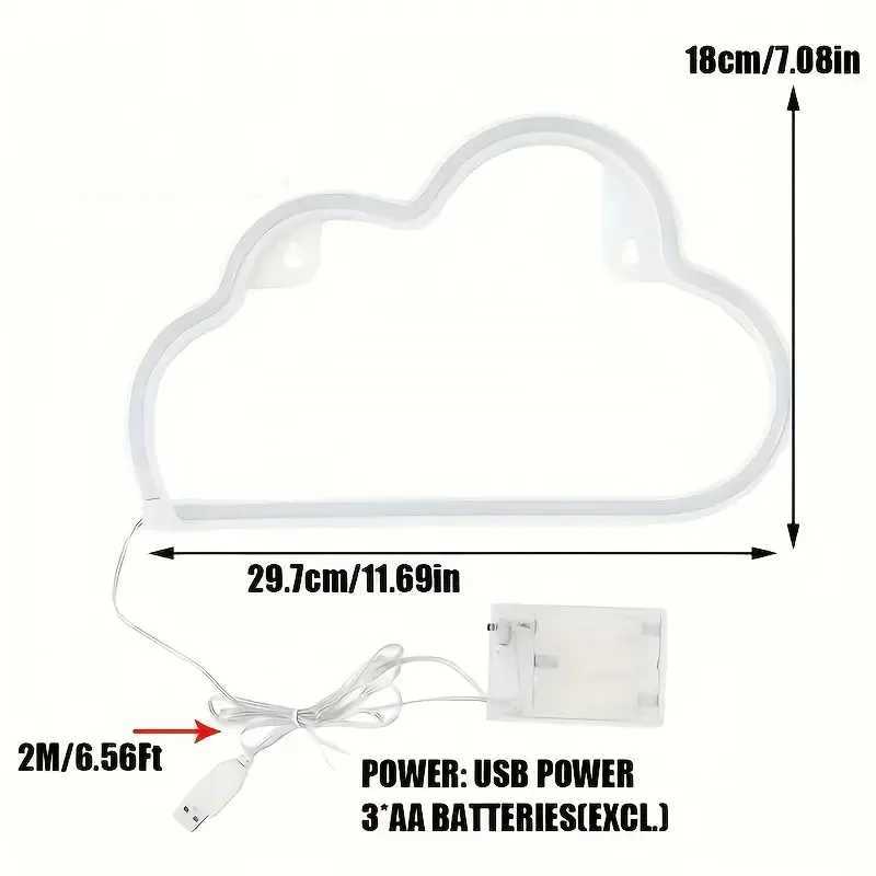 Clouds Neon Lights Artistic LED Ornaments Lights USB/battery Powered Holiday Parties Weddings Bars Rooms Night Sign Light 304 W250526