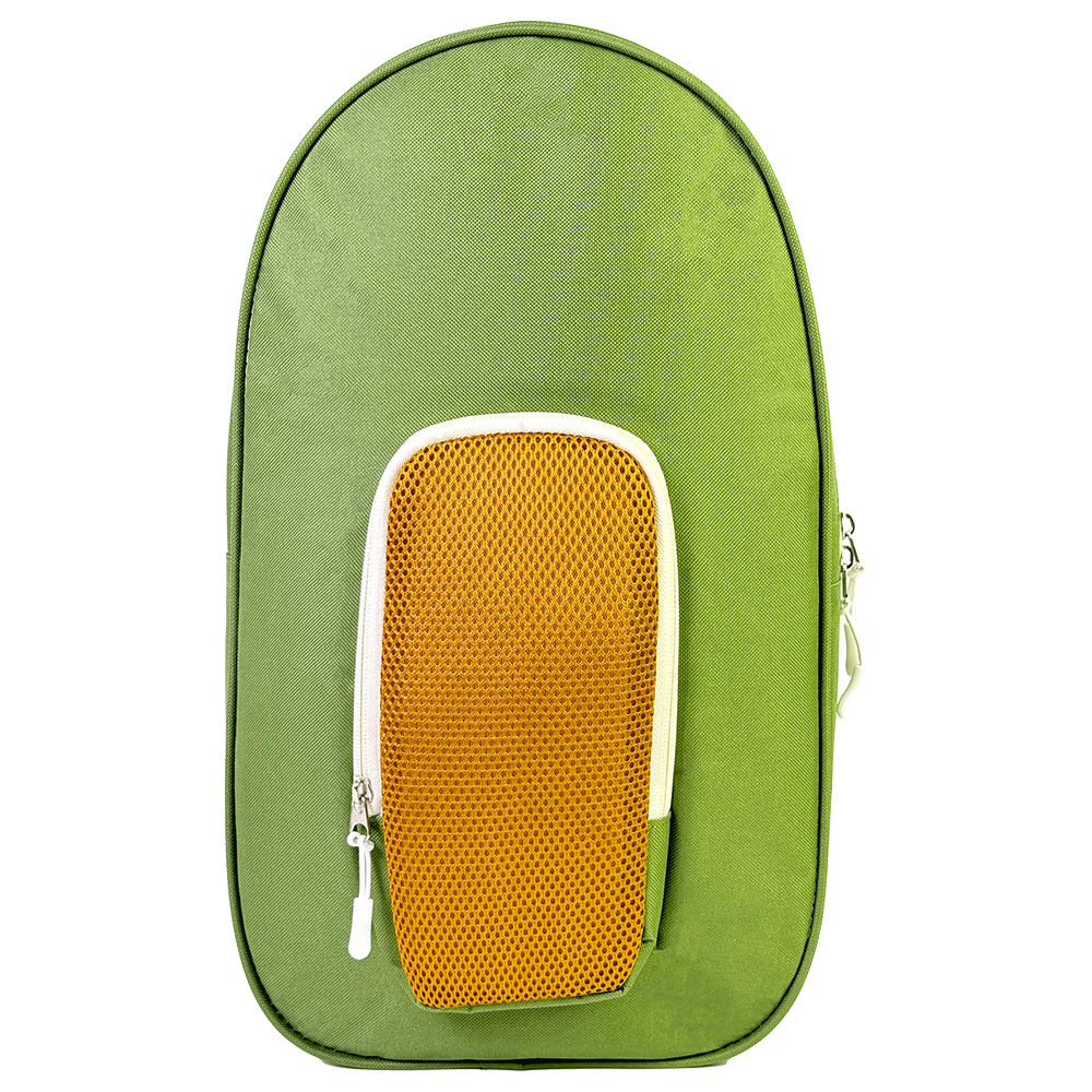 Sports racket bag with single shoulder strap, hook ball pocket, oval shaped activity tennis, sports pickle bag
