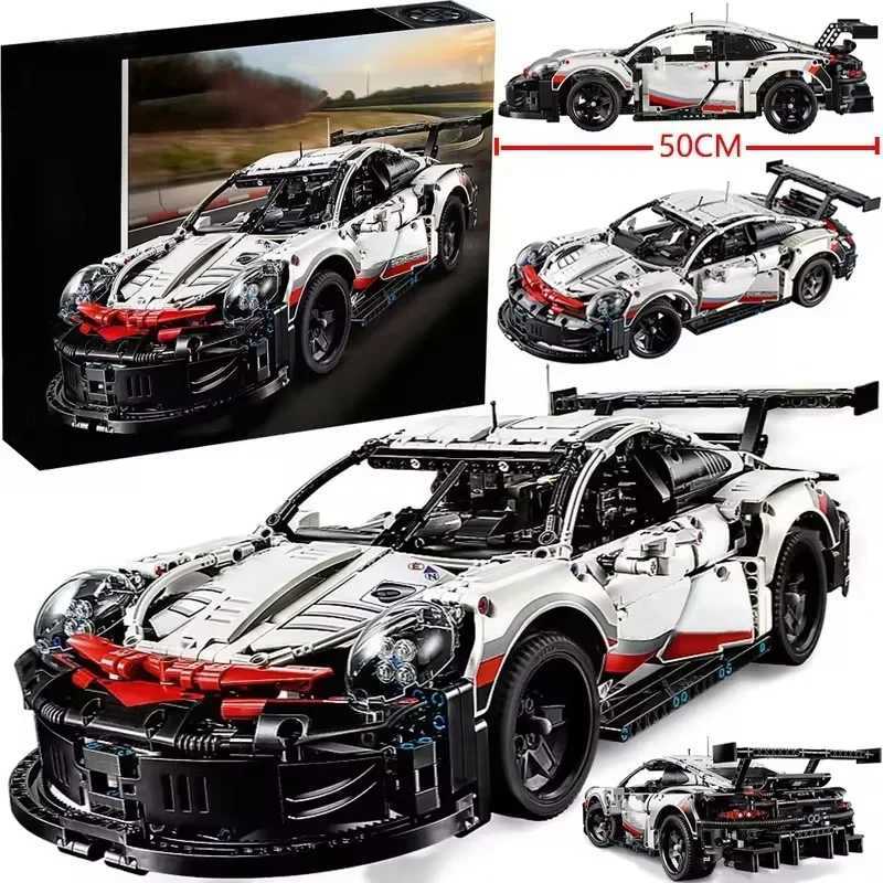 911Rsr 1580Pcs Technical Racing Building Blocks Electric Remote Control LED Lights Model Car MOC Bricks Birthday Adult Gift Toys M250526