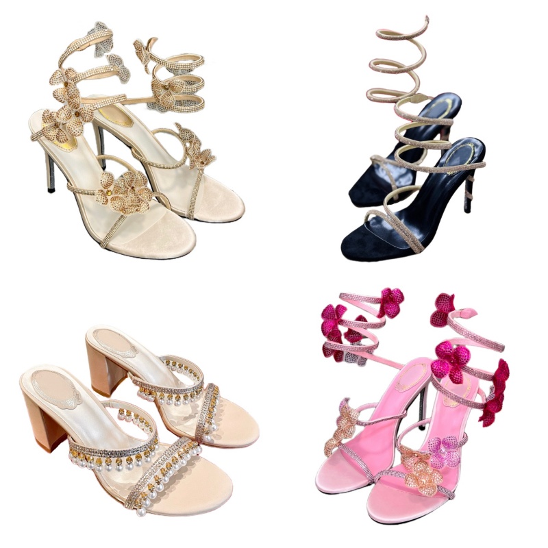 Ankle wrap sandals women luxury high heels fashion diamond designer shoes summer classic party shoes sexy brand slippers open toe non slip shoes stiletto heel shoes